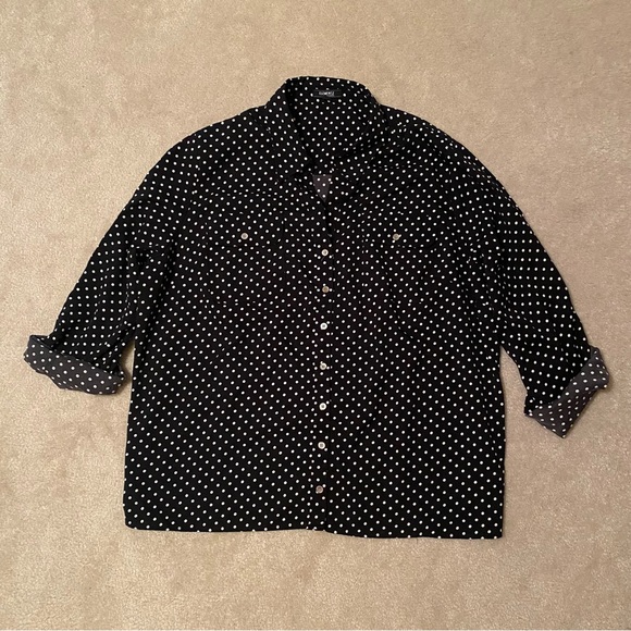 BLACK and WHITE POLKA DOT BLOUSE 3X by Elementz SHIRT - Picture 2 of 11